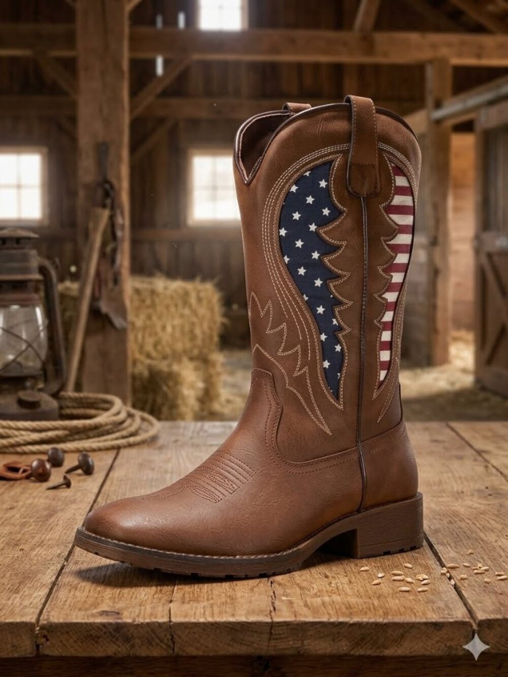 Comfortable Flag Cowboy Boots for Men